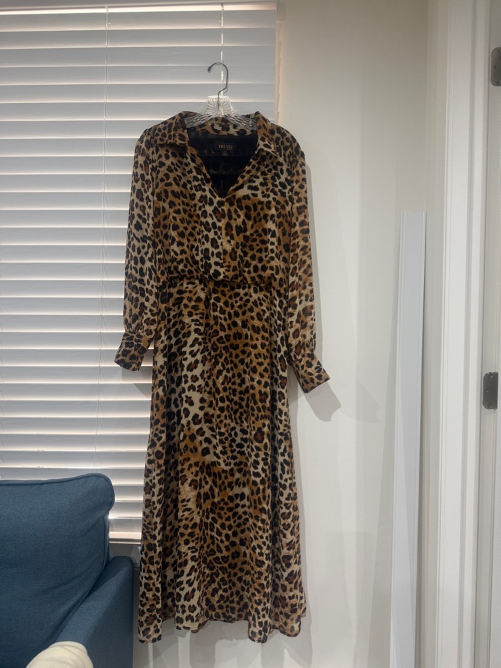 Leopard Print Long Sleeve Maxi Dress - Brown/Black
